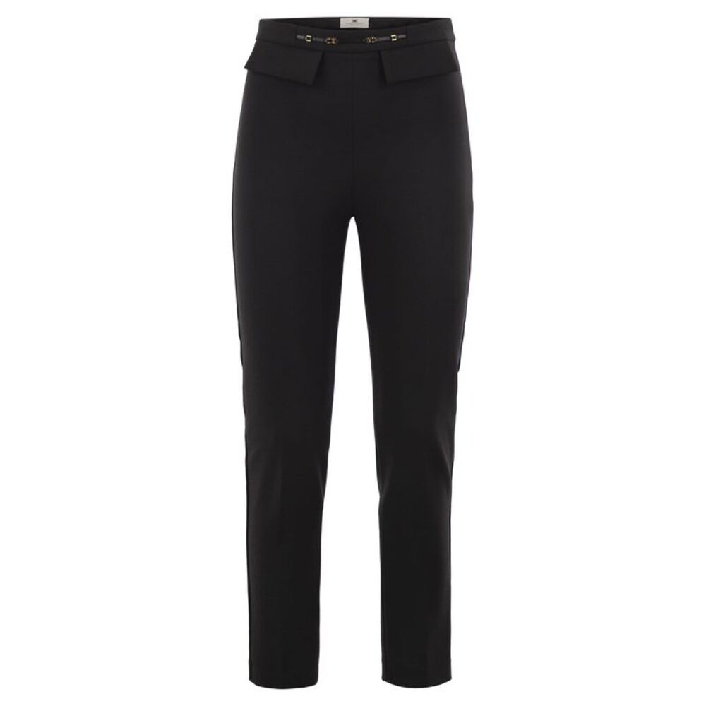 Elisabetta Franchi Women Slim Trousers With Logo Belt